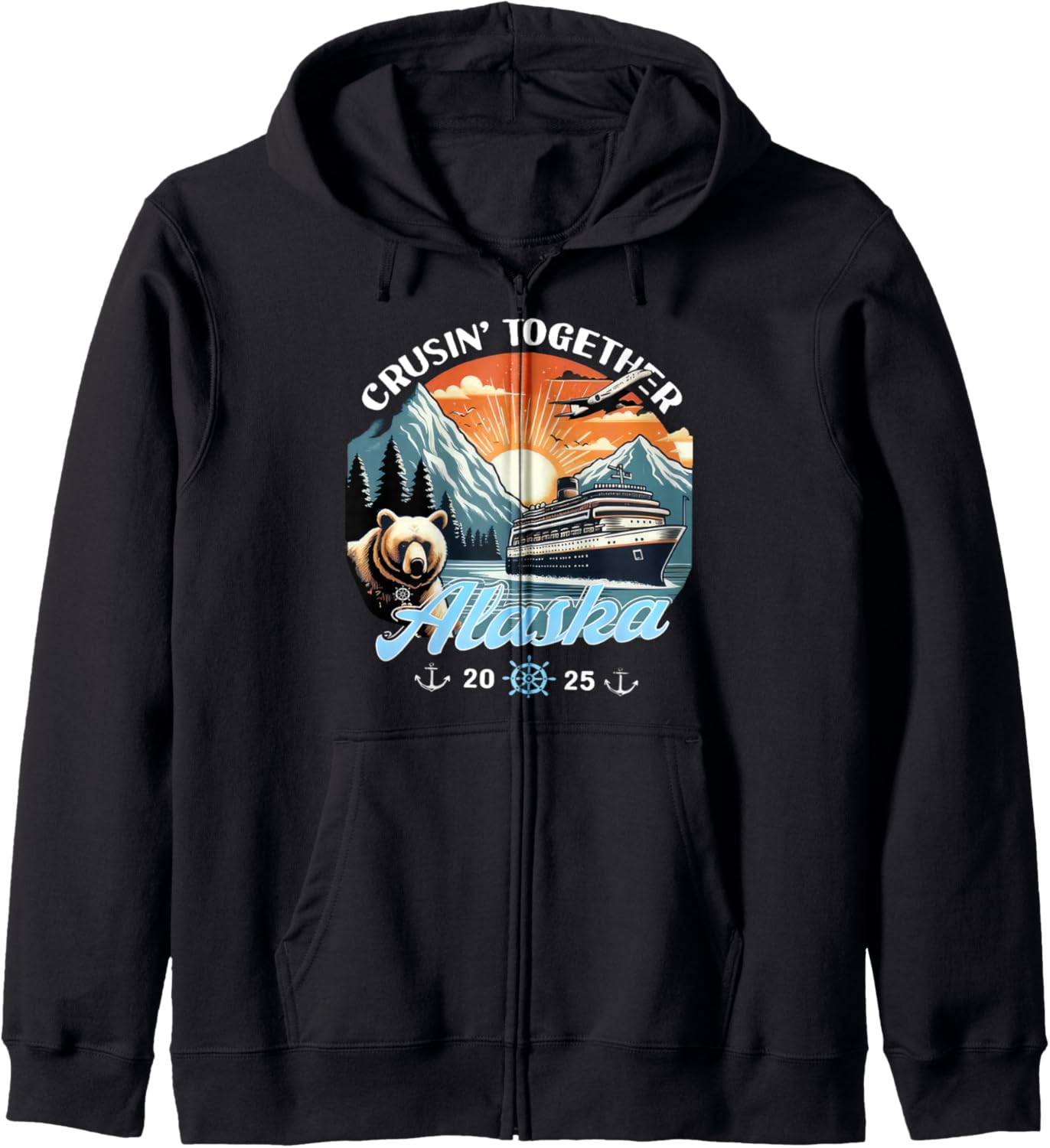 Cruisin Together Alaska 2025 Friend Family Alaska Cruise Zip Hoodie