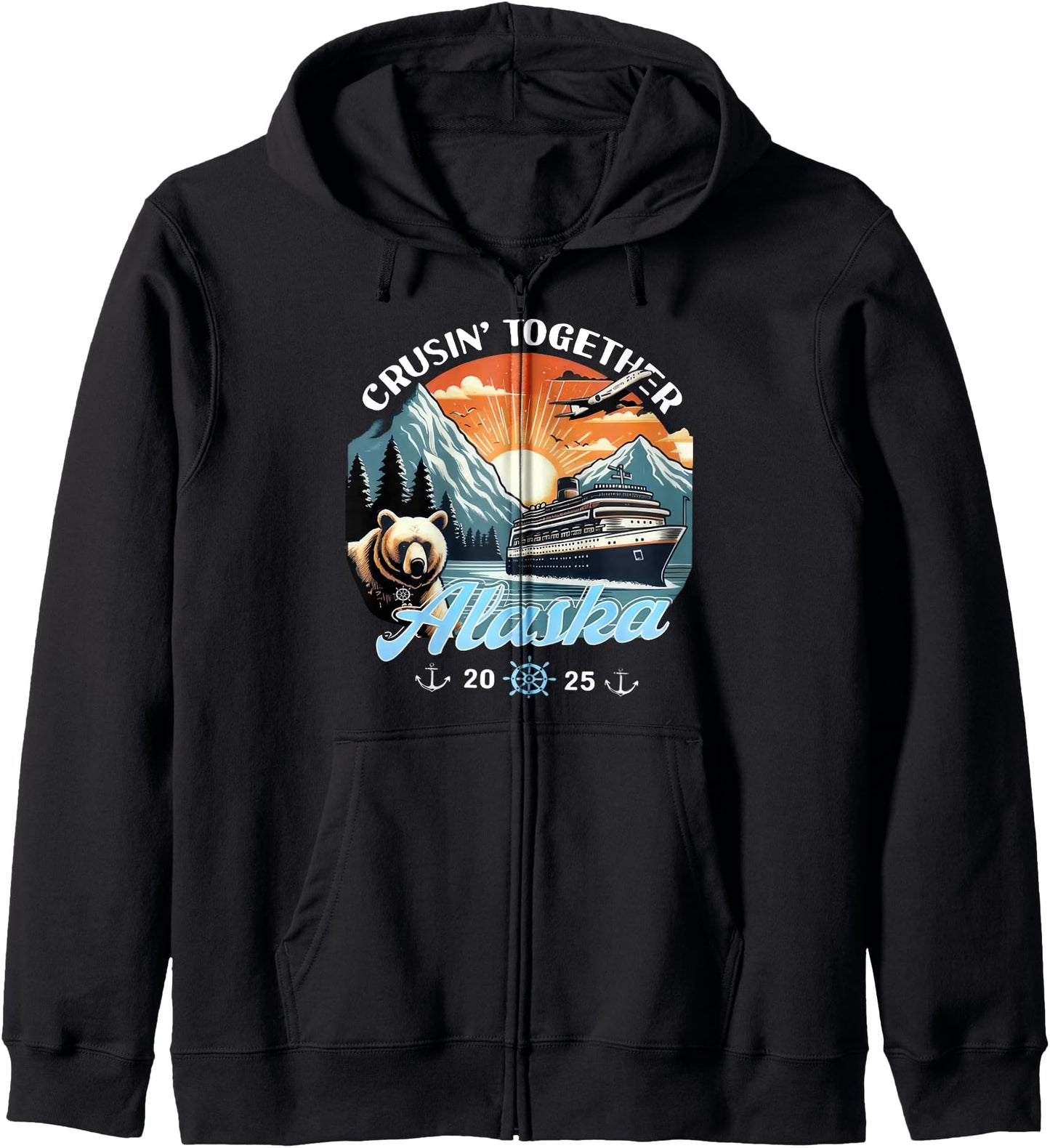 Cruisin Together Alaska 2025 Friend Family Alaska Cruise Zip Hoodie