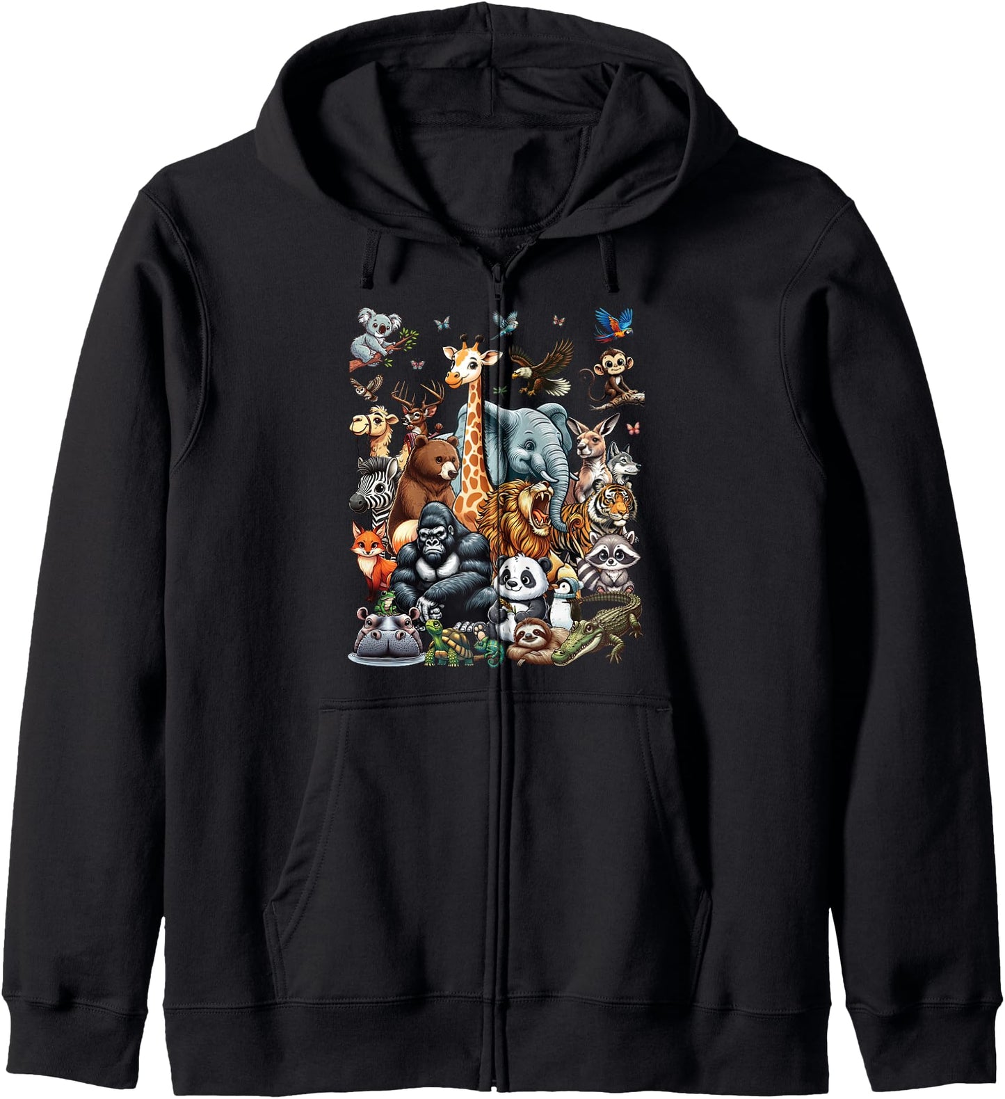 Zoo Animals Wildlife Safari Jungle Zoo Birthday Party Zip Hoodie