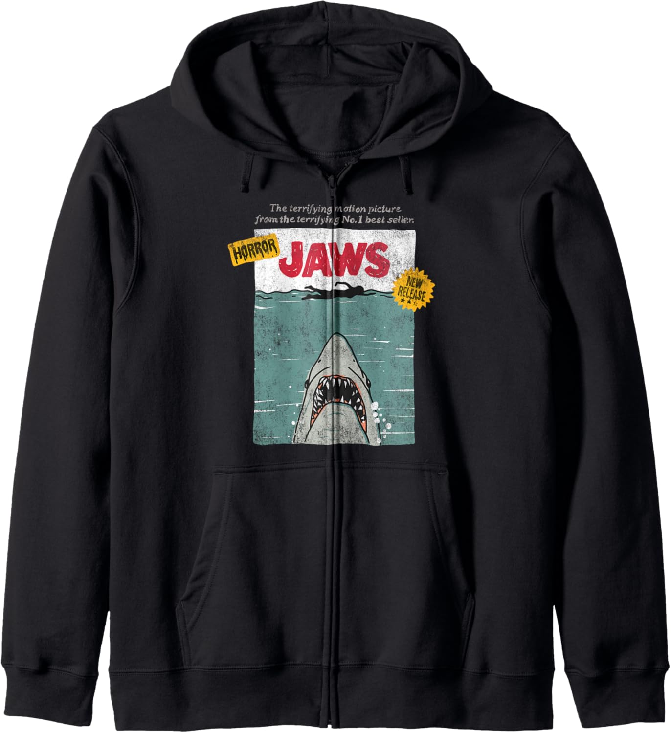 Jaws Classic Movie Poster Drawing Zip Hoodie