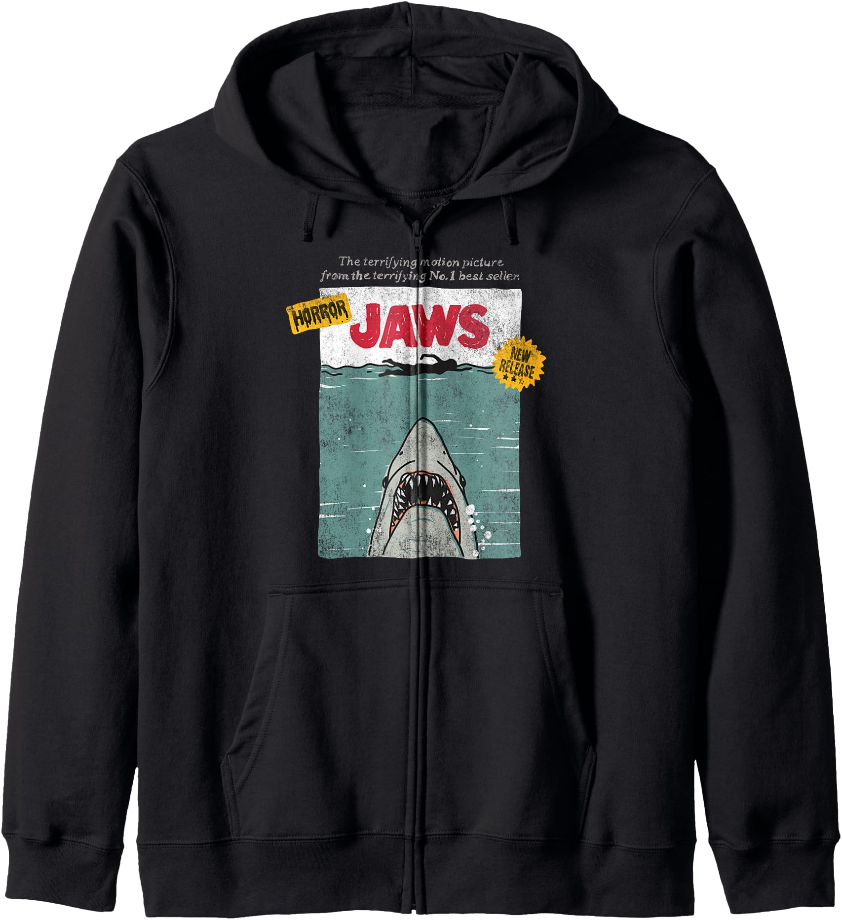 Jaws Classic Movie Poster Drawing Zip Hoodie