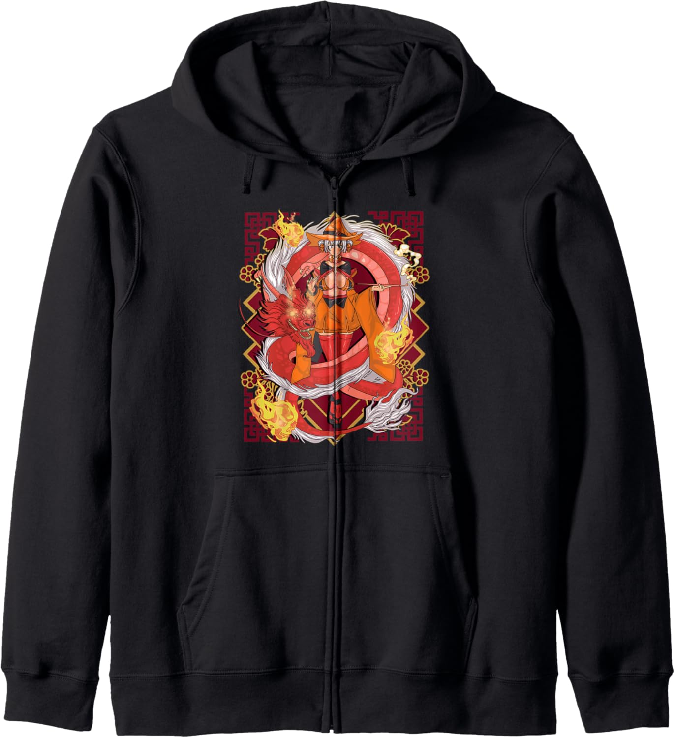 Year of The Dragon Chinese Zodiac Witch Halloween Anime Zip Hoodie