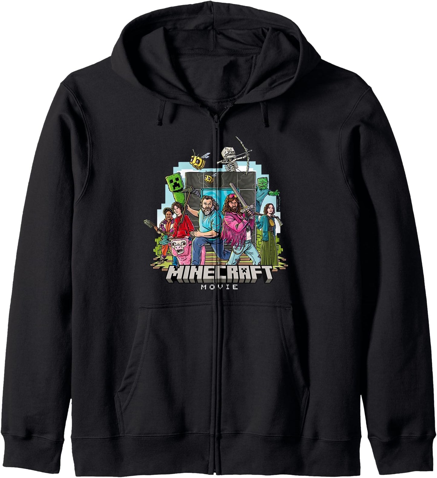 A Minecraft Movie Main Characters Group Shot Cartoon Style Zip Hoodie