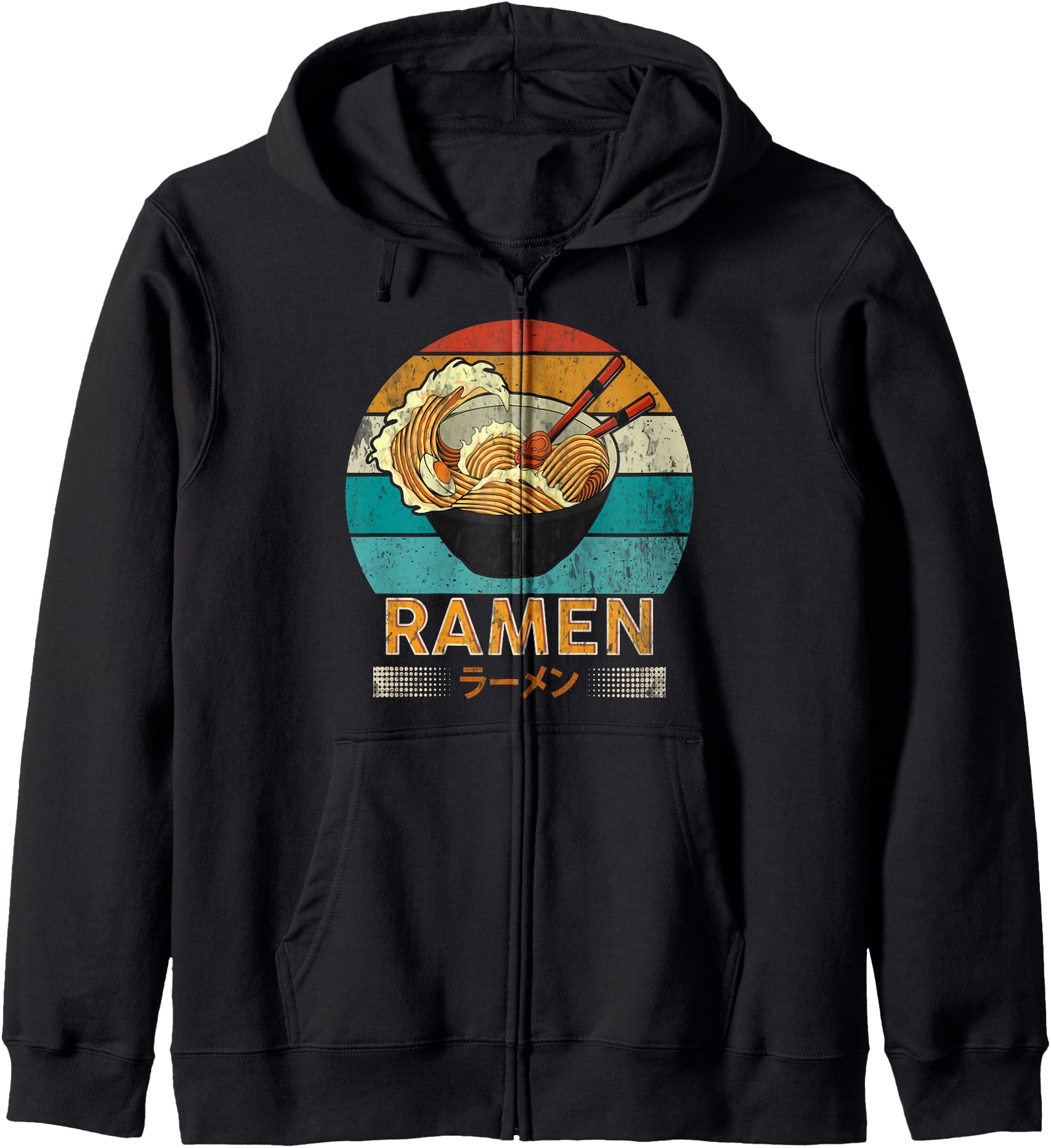 Ramen Retro Style Vintage Anime Japanese Girls Boys Teenage Zip Hoodie