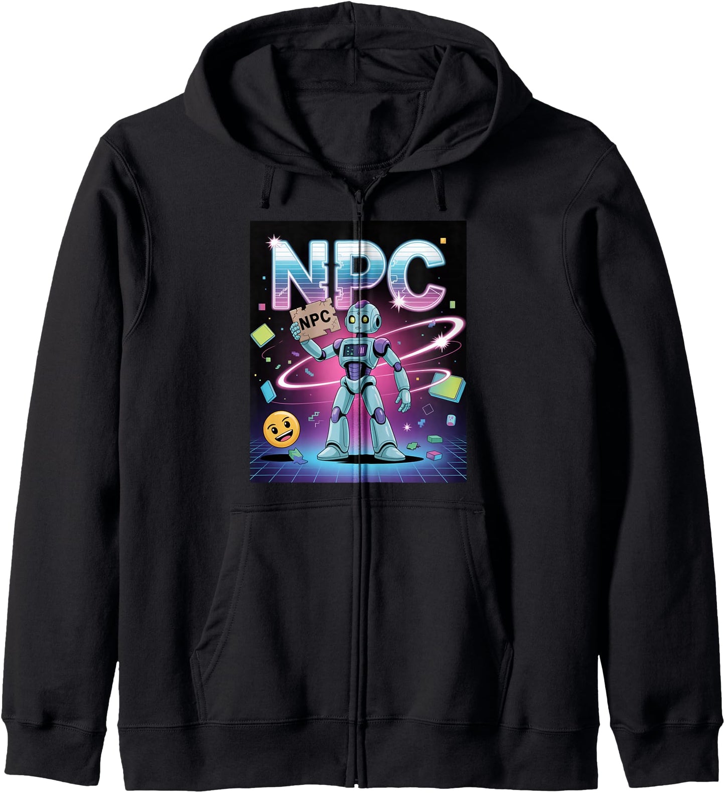 NPC No More Main Character AI Meme Gamer Streamer Zip Hoodie