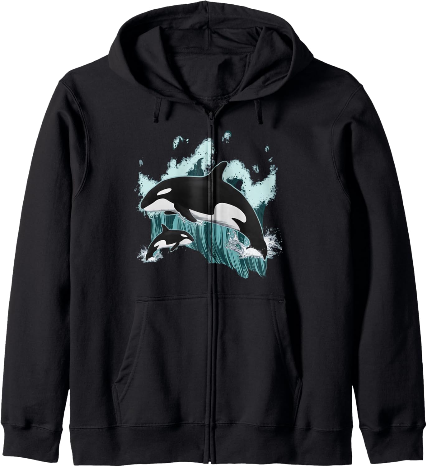 Orca Killer Whale Ocean Men Boys Kids Orca Zip Hoodie