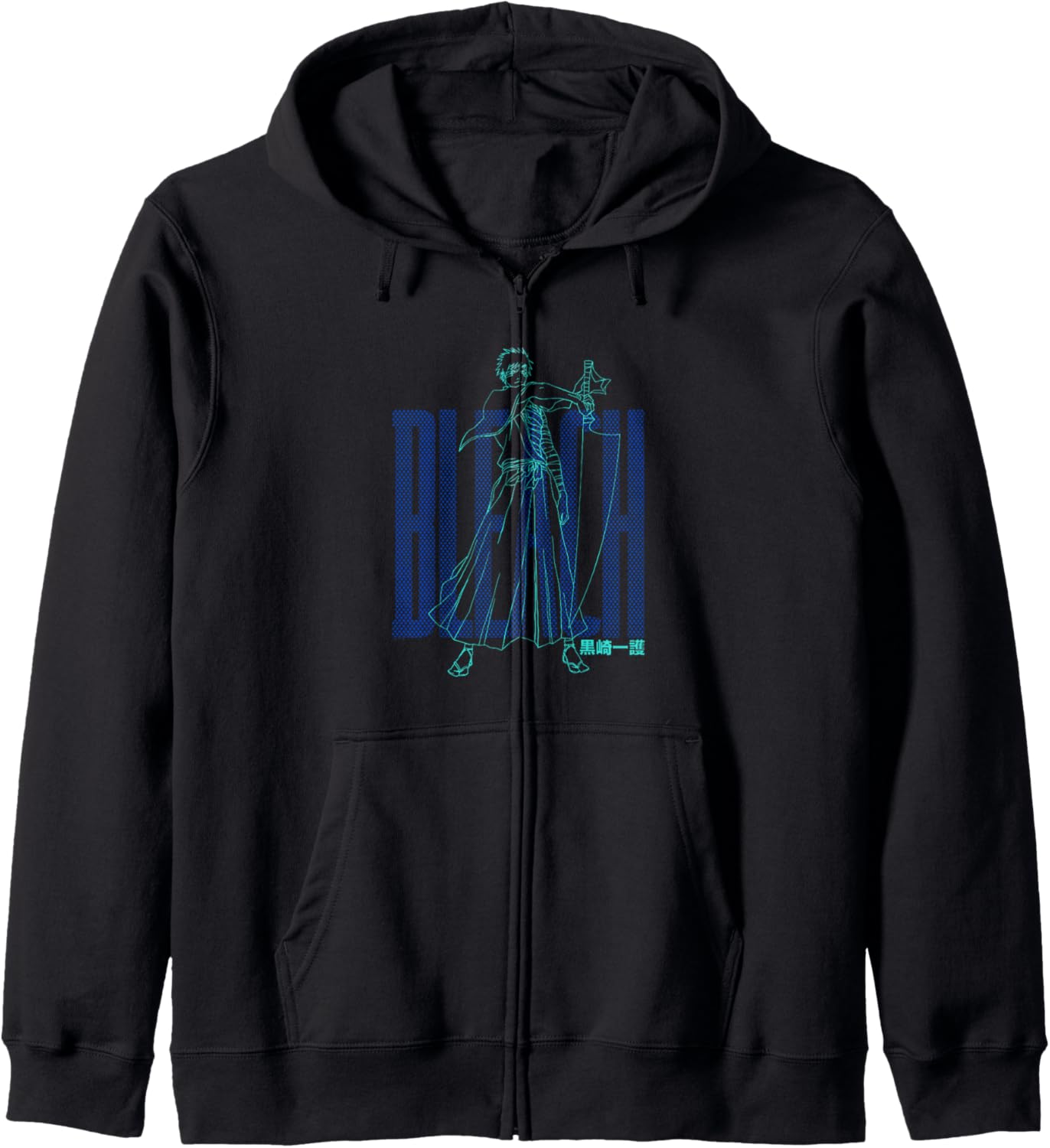 Bleach Ichigo Outline and Dots Pattern Anime Zip Hoodie