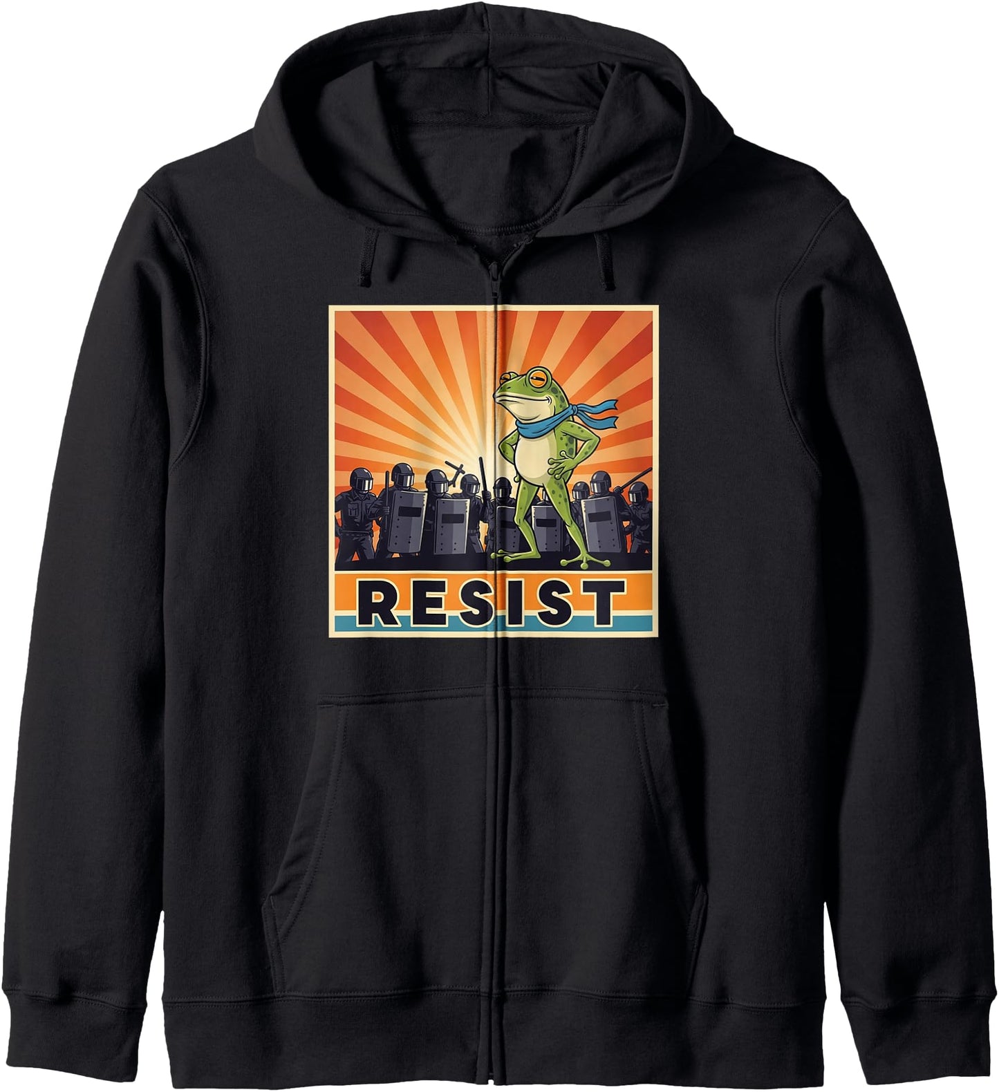 Portland Frog Protest Resist Costume Zip Hoodie