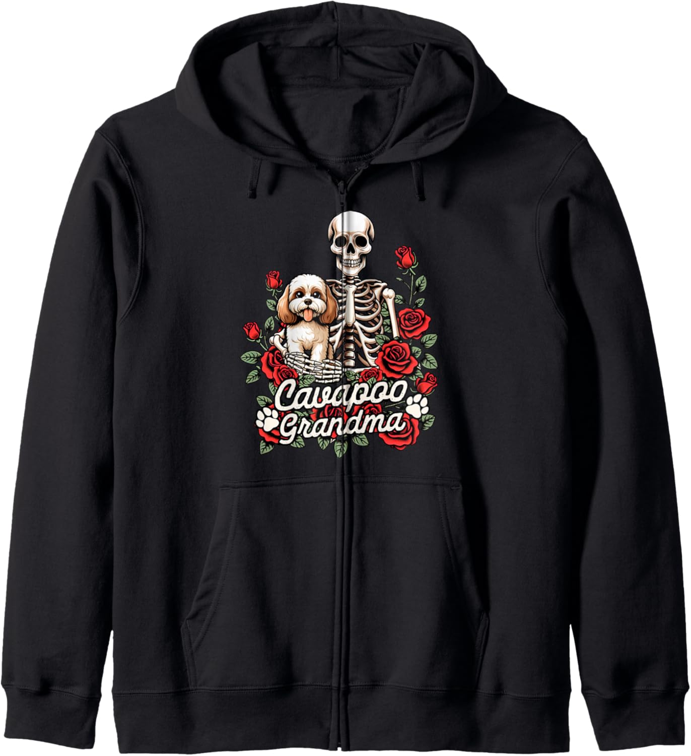 Cavapoo Mom Skeleton Dog Mom Dog Owner Cavapoo Grandma Zip Hoodie