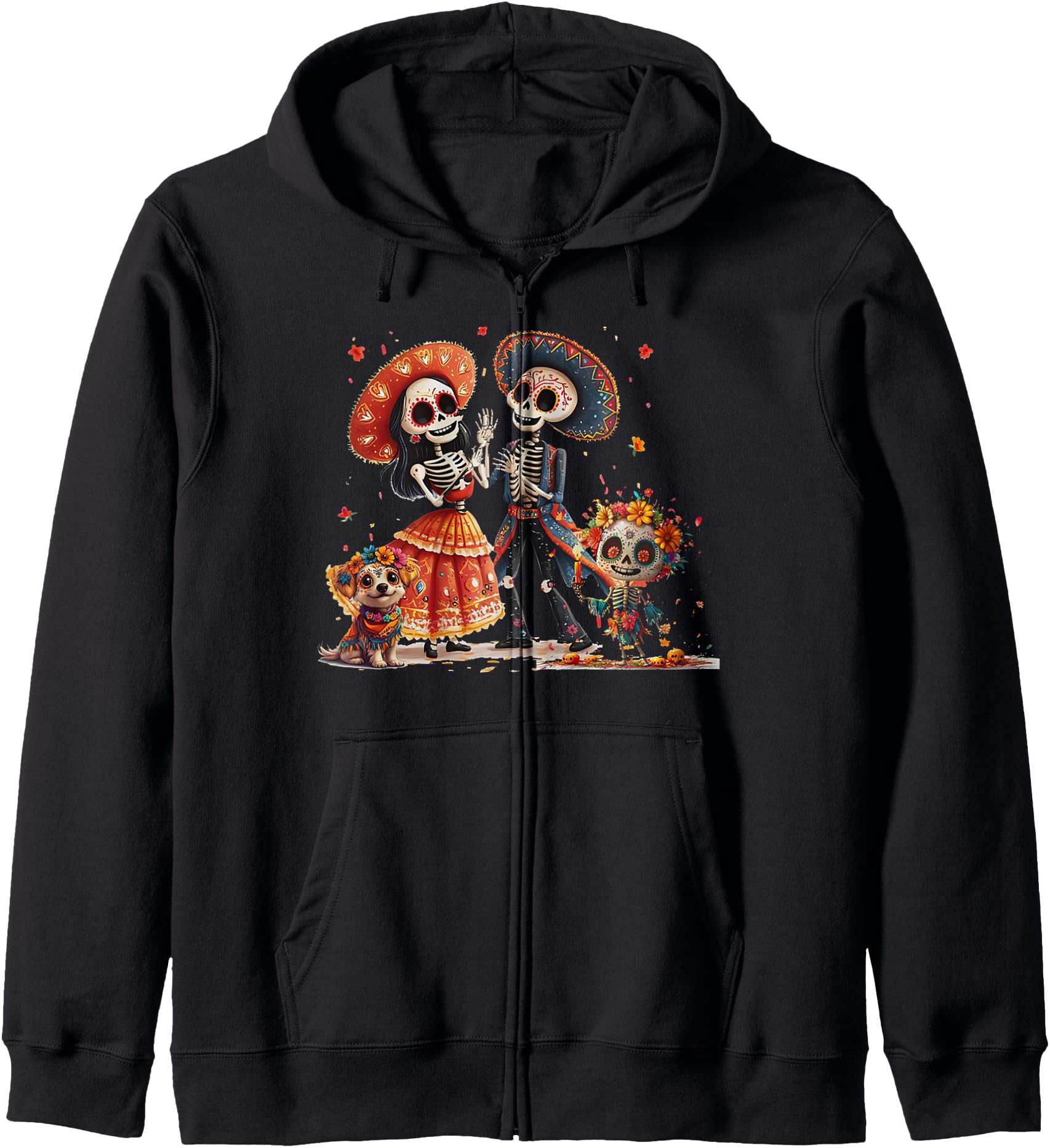 De Los Muertos La Catrina Day of the Dead Women Sugar Skull Zip Hoodie