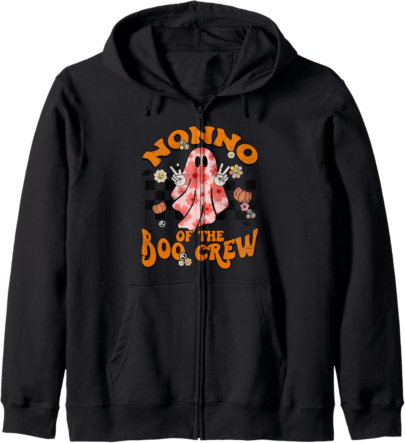 Nonno Boo Crew Groovy Matching Family Halloween Men Women Zip Hoodie
