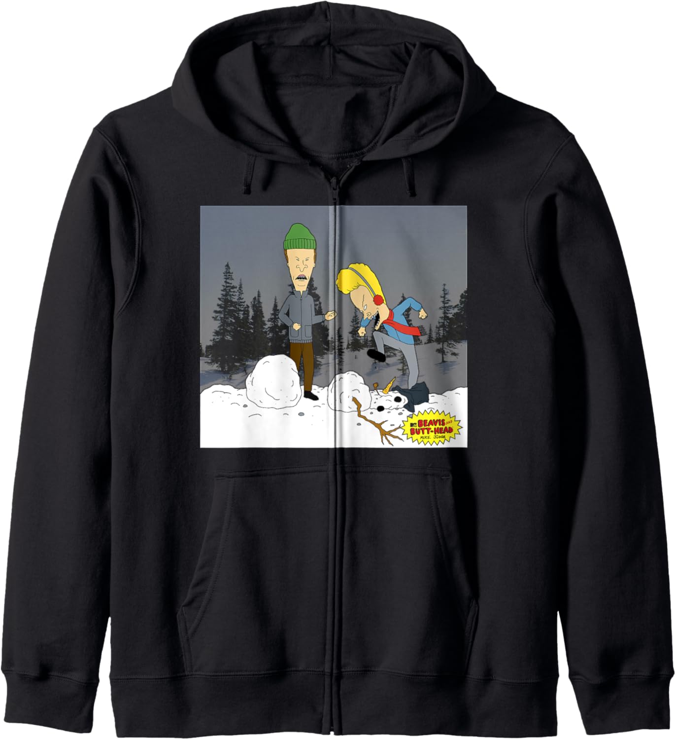 Beavis and Butt-Head Snowman Christmas Portrait Zip Hoodie