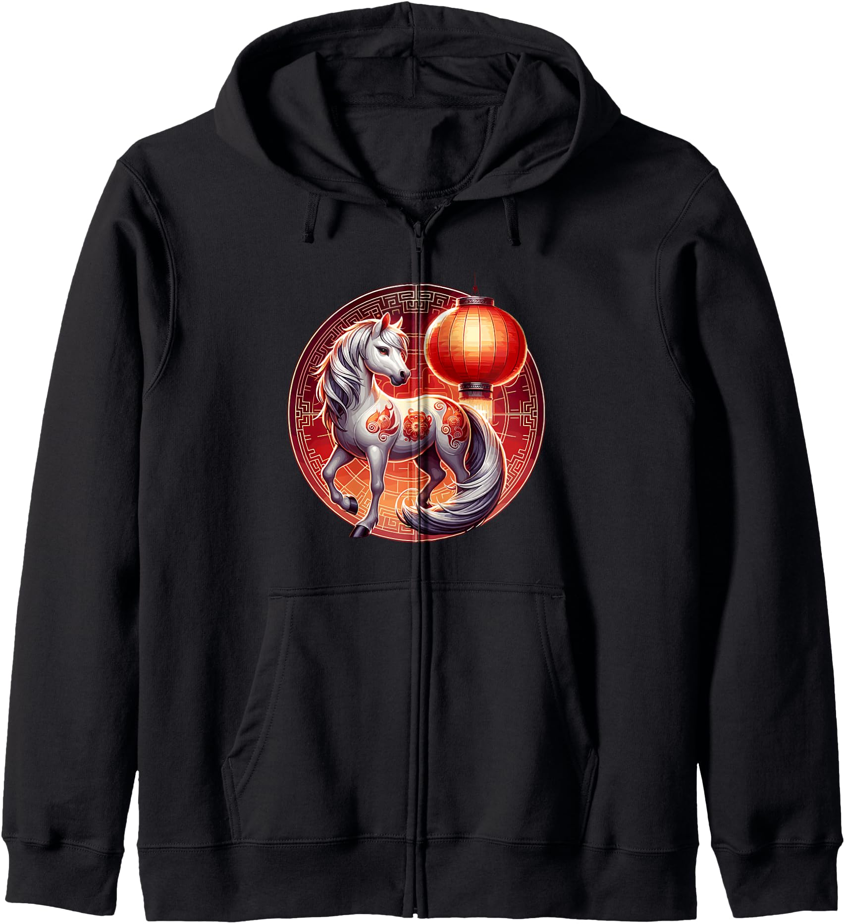 Chinese Year of the Horse Zodiac Zip Hoodie