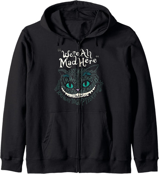 Cheshire Alice Cat Wir sind alle verrckt hier Wonderland Zip Hoodie