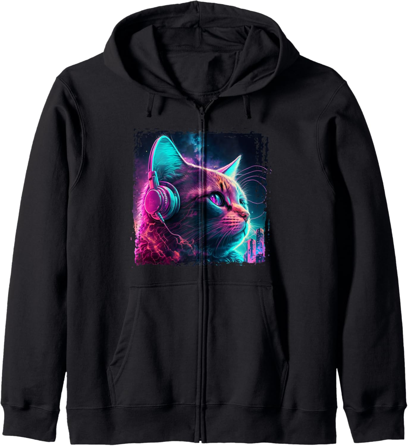 Japanese Aesthetic Synthwave Cat Vaporwave Anime Funny Hoodie