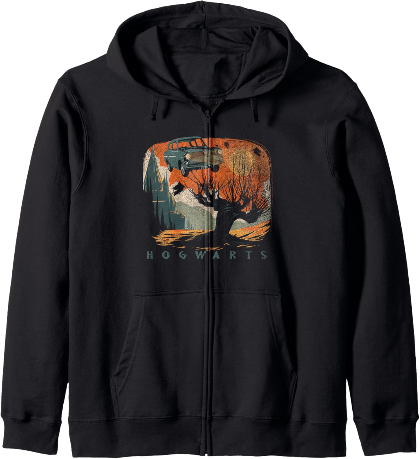 Harry Potter Hogwarts Whomping Willow Distressed Poster Zip Hoodie