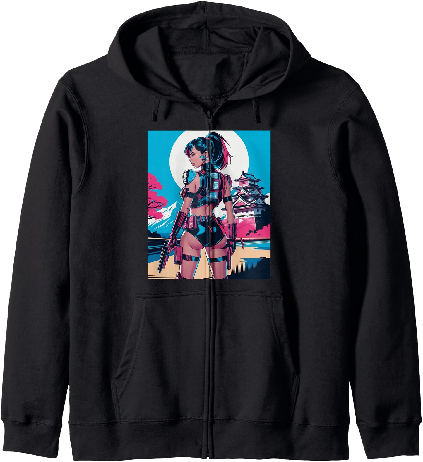 Sexy Waifu Otaku Anime Cyberpunk Girl Japanese Cosplay Zip Hoodie