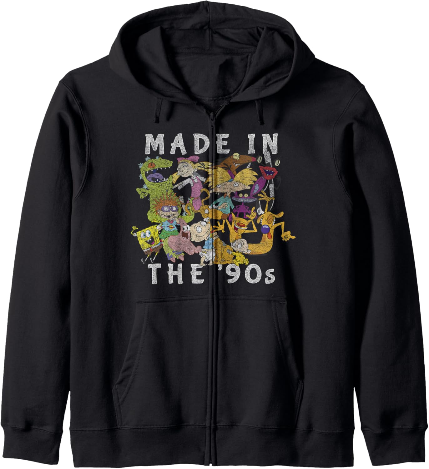 Nickelodeon Made In The 90's Faded Character Collage Zip Hoodie