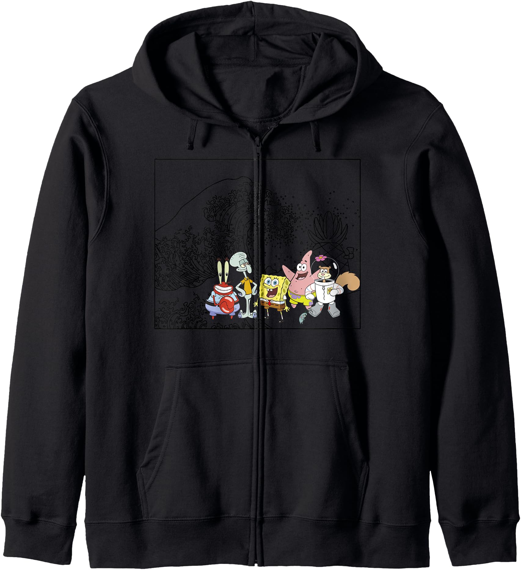 SpongeBob SquarePants Japanese Wave Zip Hoodie
