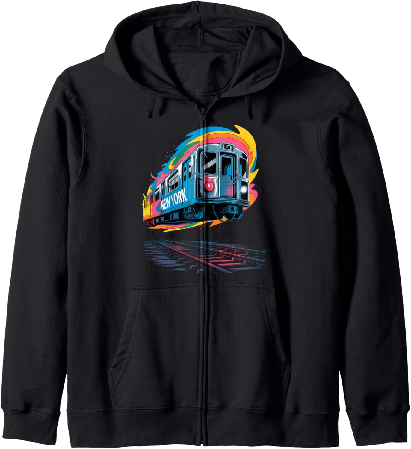 New York City Transit Bold Urban Train-Inspired Design Zip Hoodie