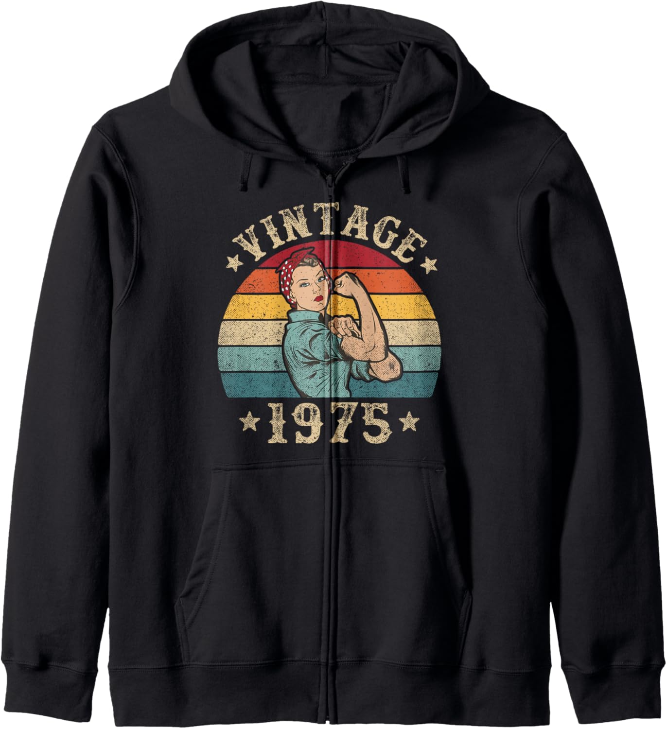 50th Birthday Vintage 1975 Merch Women 50 Years Old Zip Hoodie