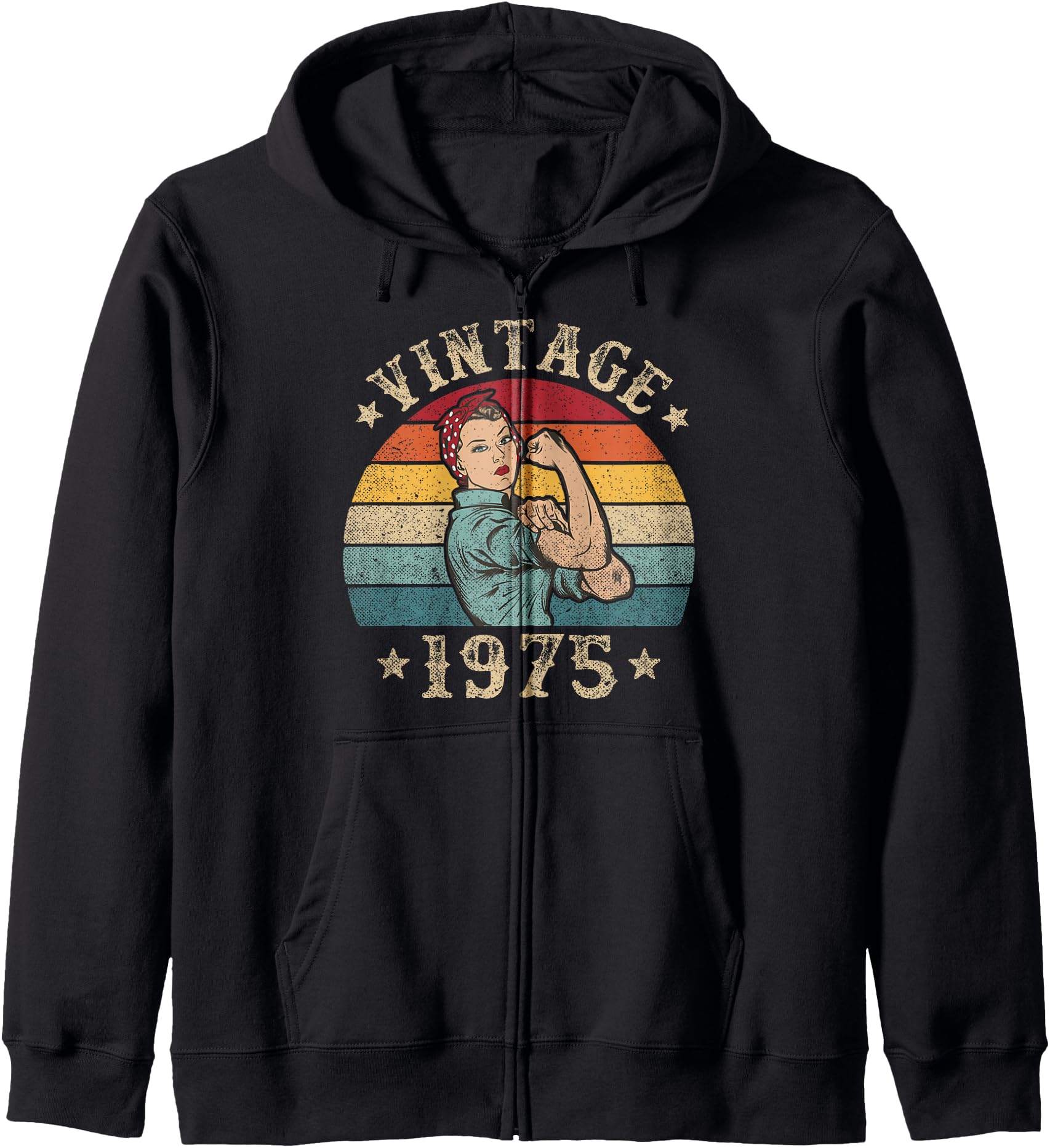 50th Birthday Vintage 1975 Merch Women 50 Years Old Zip Hoodie