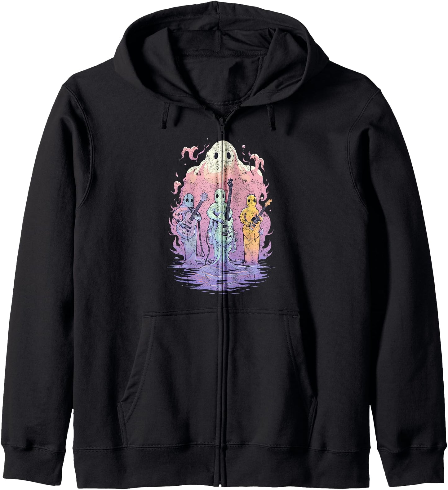 Ghost Band Cute Ghost Music Band Creepy Pastel Goth Ghosts Zip Hoodie