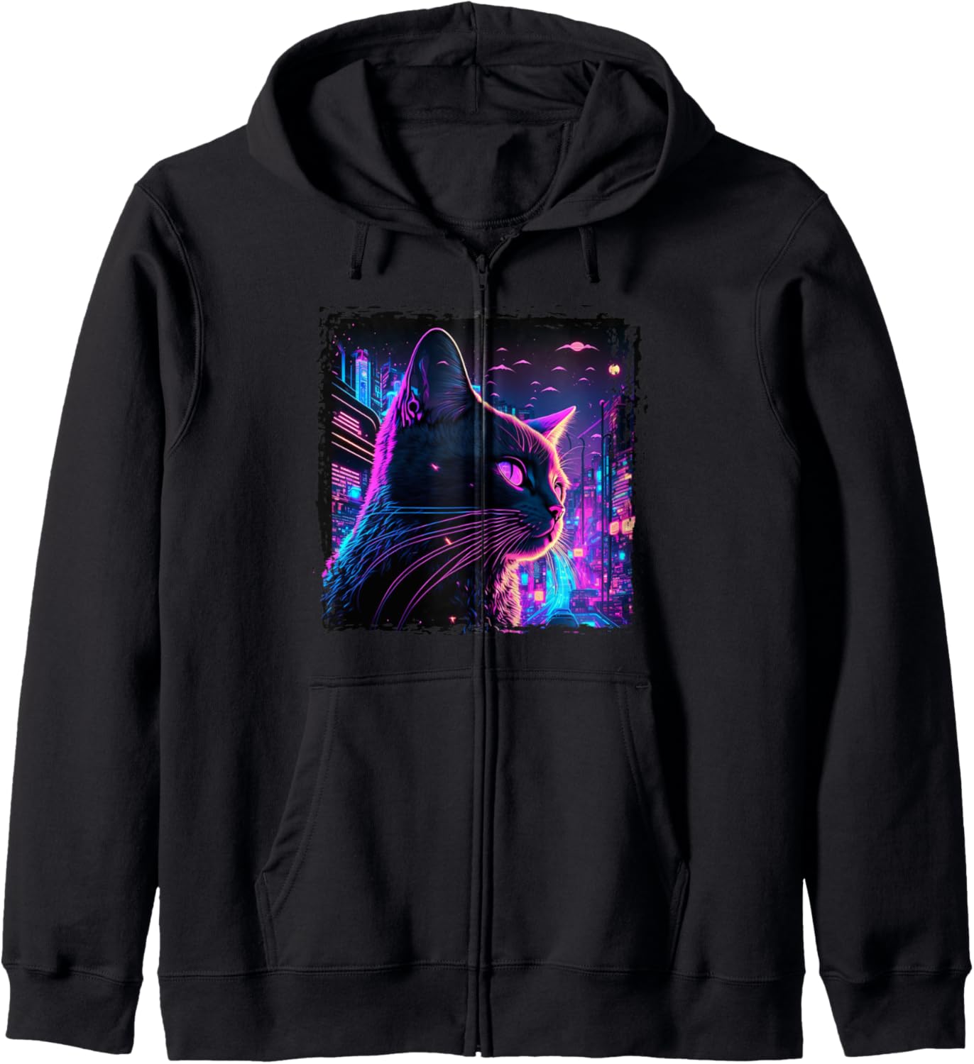 Japanese Aesthetic Synthwave Cat Vaporwave Anime Funny Hoodie