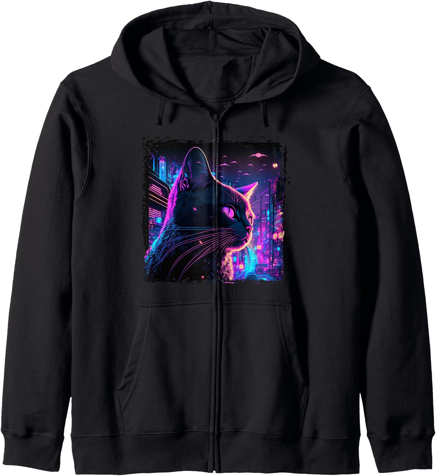 Japanese Aesthetic Synthwave Cat Vaporwave Anime Funny Hoodie