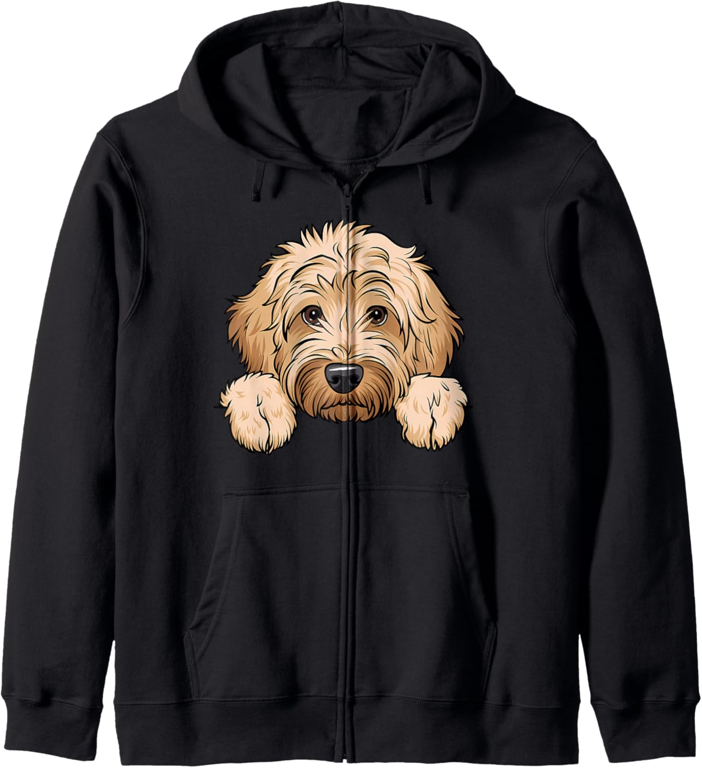 Cute Goldendoodle Funny Peeking Pocket Golden Doodle Dog Zip Hoodie