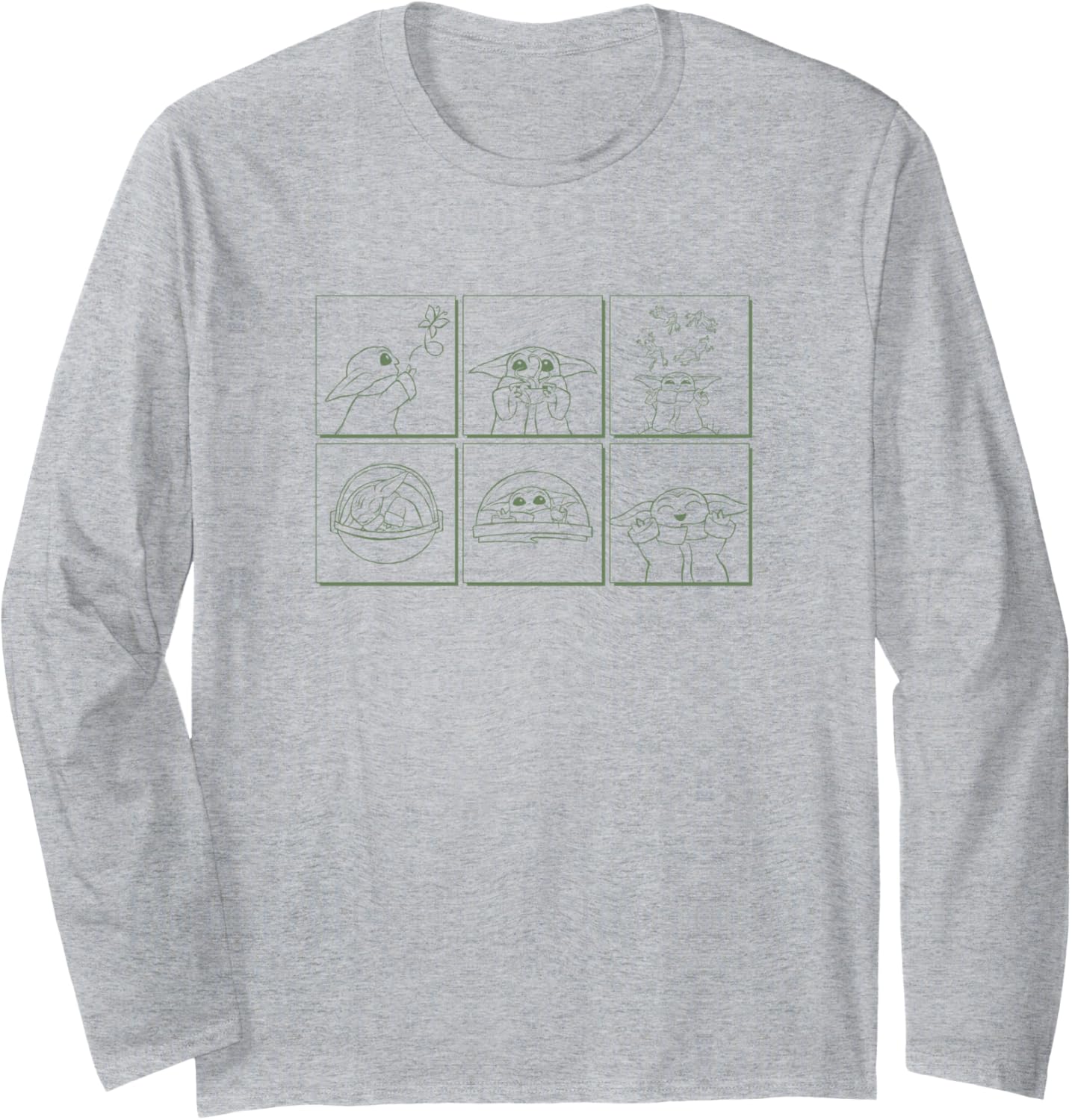 Star Wars The Mandalorian Grogu Box Up Chibi Panels Disney+ Long Sleeve