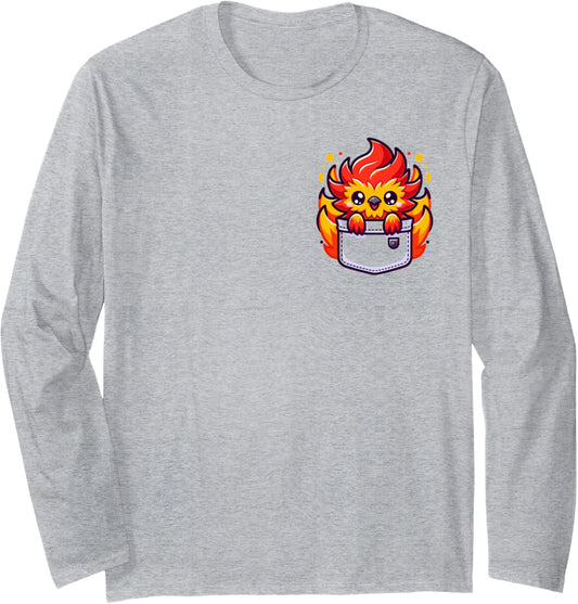 Adorable Chibi Japanese Pocket Kawaii Phoenix Long Sleeve