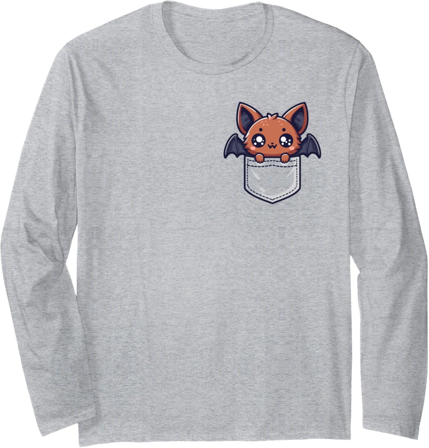 Adorable Cute Chibi Japanese Pocket Kawaii Bat Long Sleeve