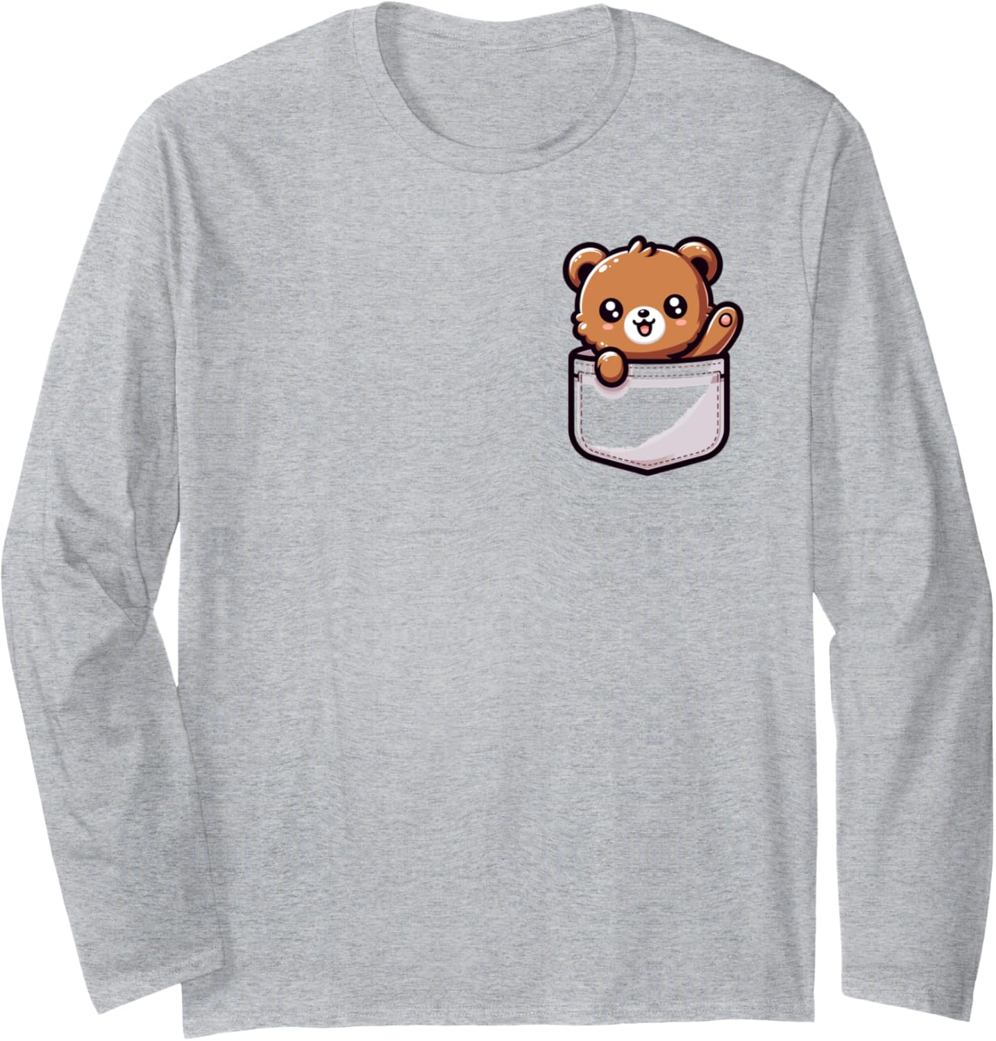 Adorable Cute Chibi Japanese Pocket Kawaii Bear Long Sleeve