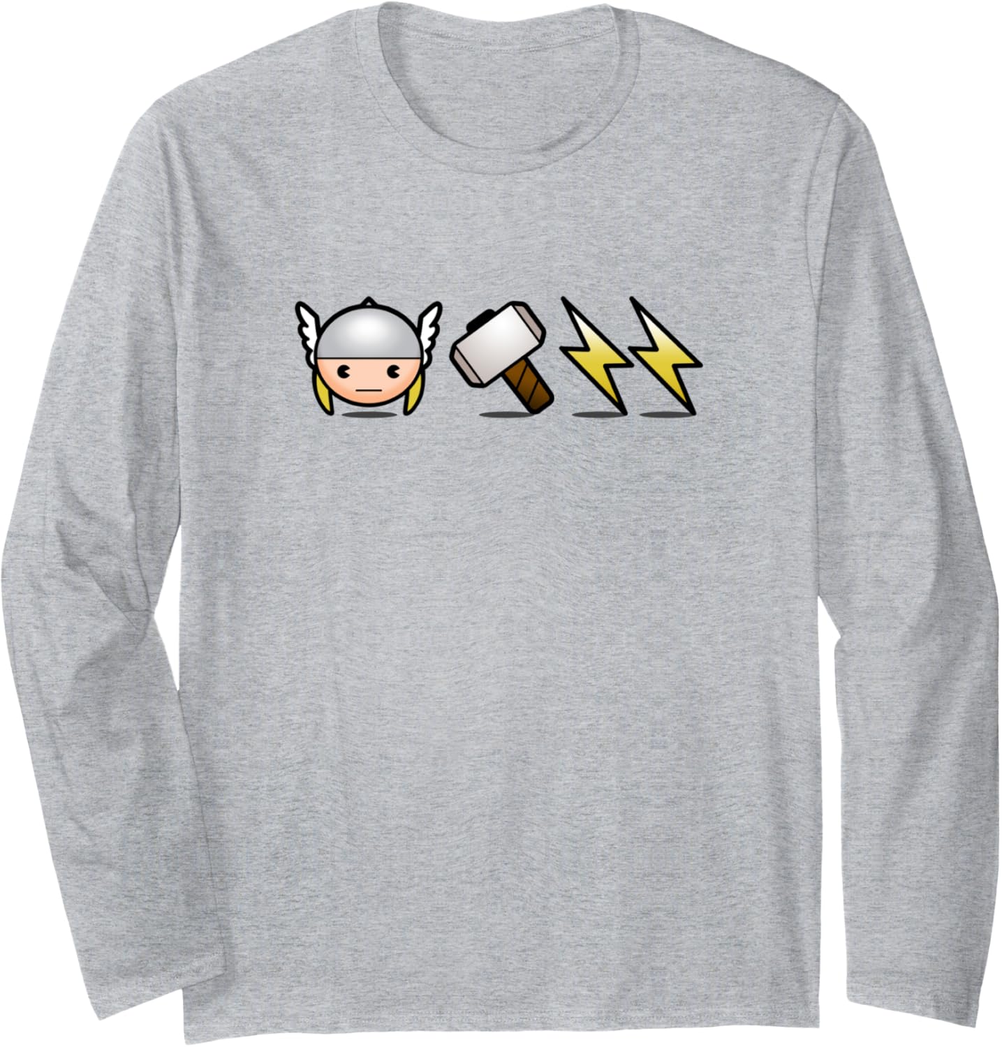 Marvel Kawaii The Mighty Thor Iconic Symbols Chibi Logo Long Sleeve