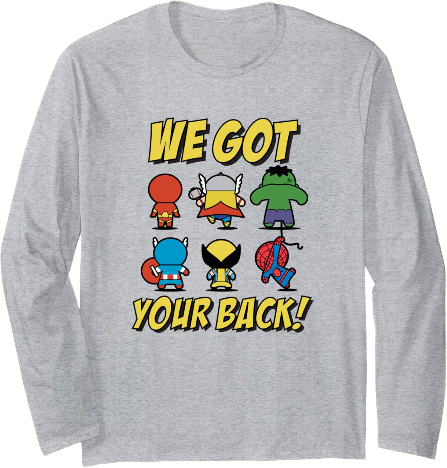 Marvel Kawaii We Got Your Back Chibi Avengers Backside Logo Long Sleeve