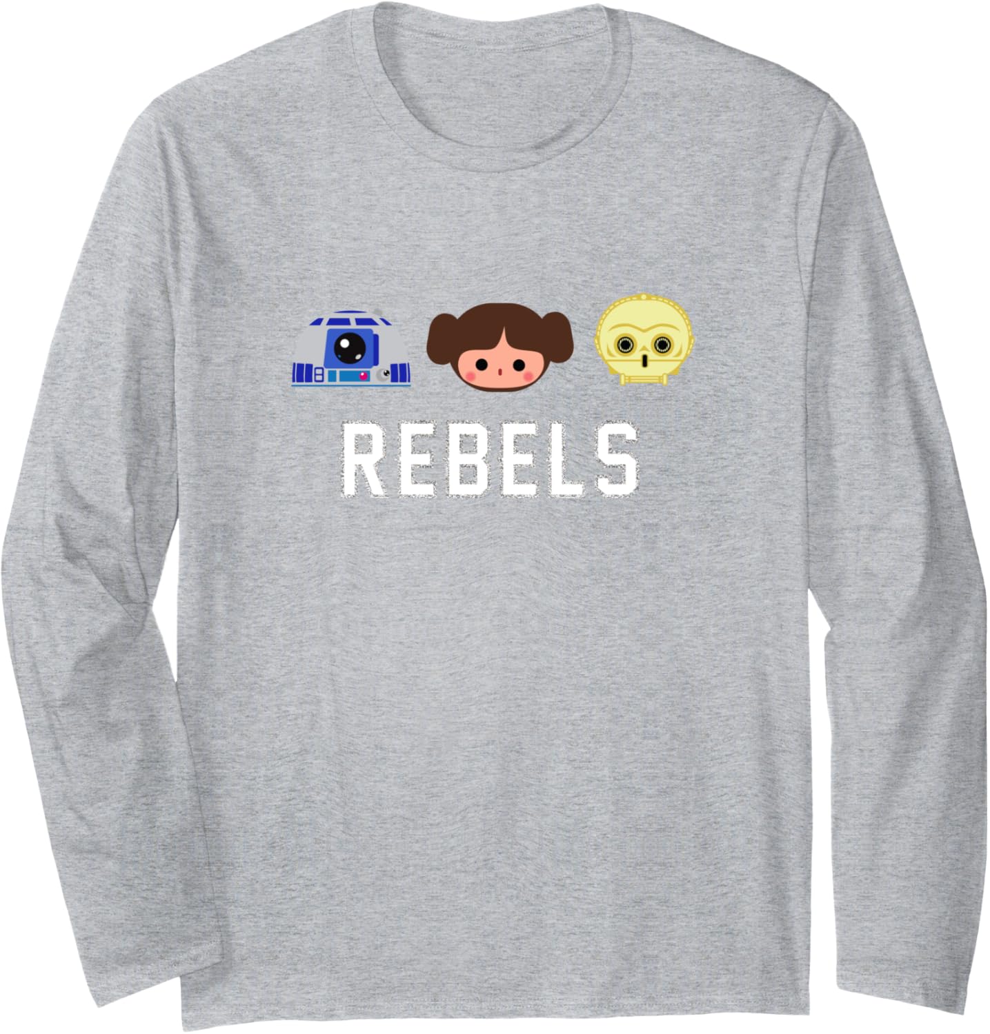 Star Wars A New Hope Princess Leia R2-D2 C-3PO Chibi Face Long Sleeve