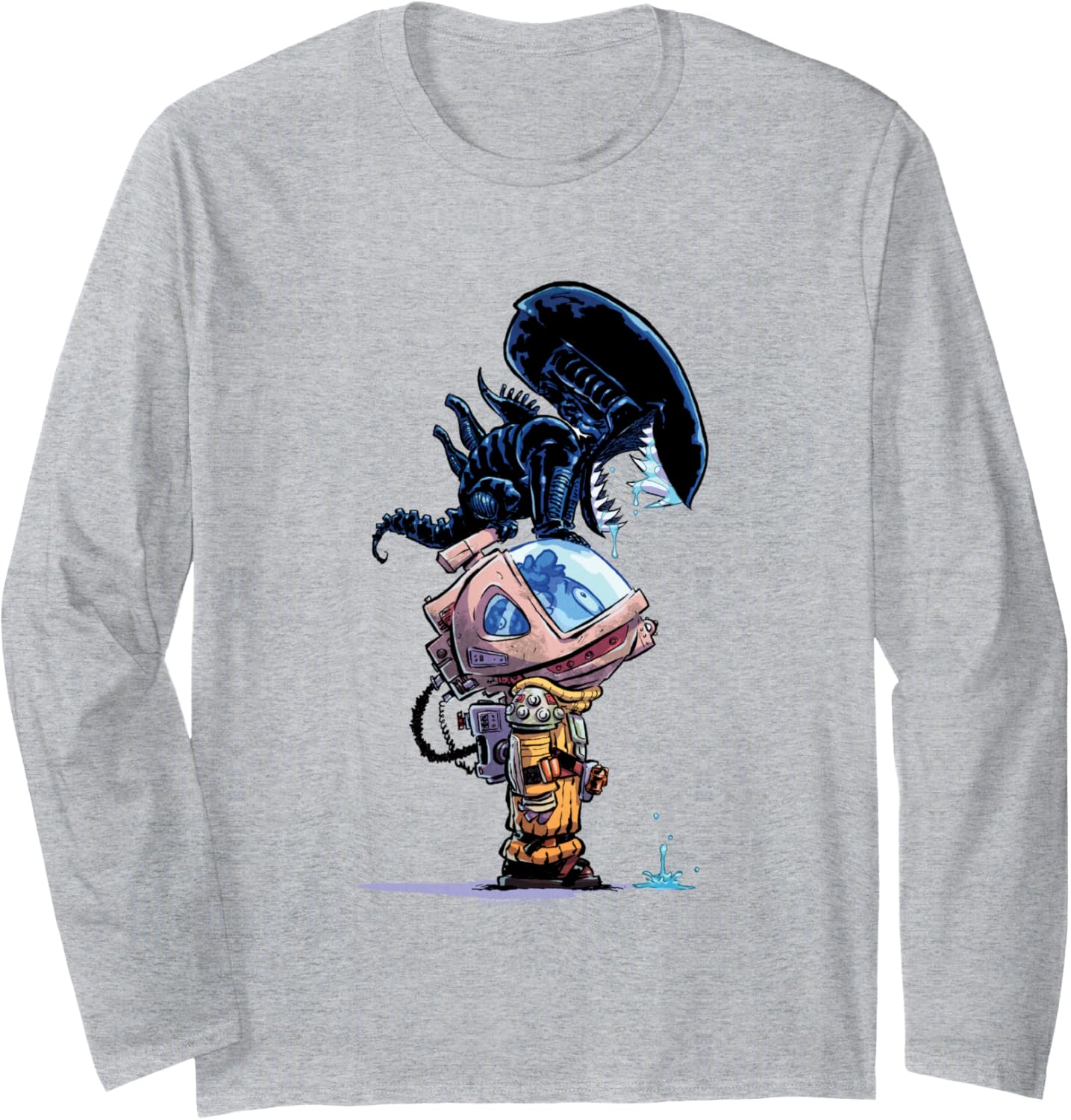 Aliens Cute Animated Xenomorph Big Chest Chibi Poster Long Sleeve