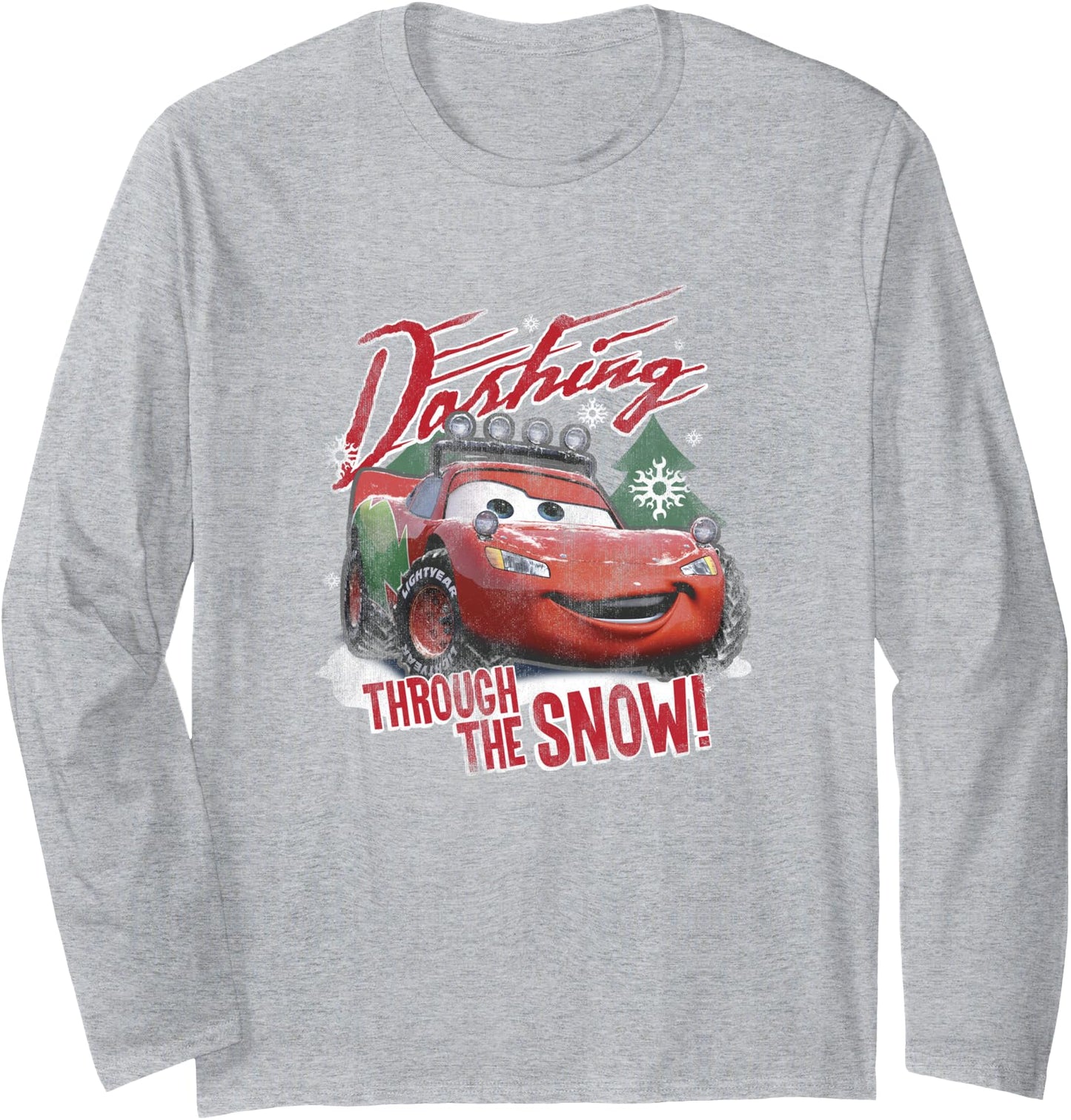 Disney Pixar Cars Christmas Dashing Through The Snow Faded Long Sleeve