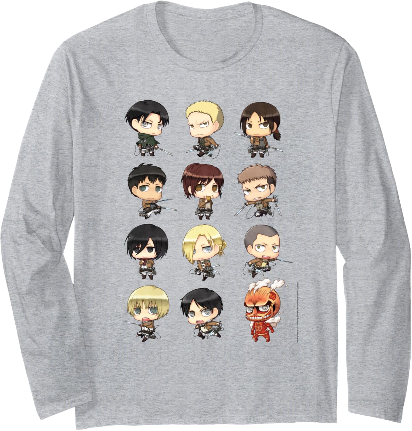 Attack on Titan Chibi All Characters Long Sleeve T-shirt Long Sleeve