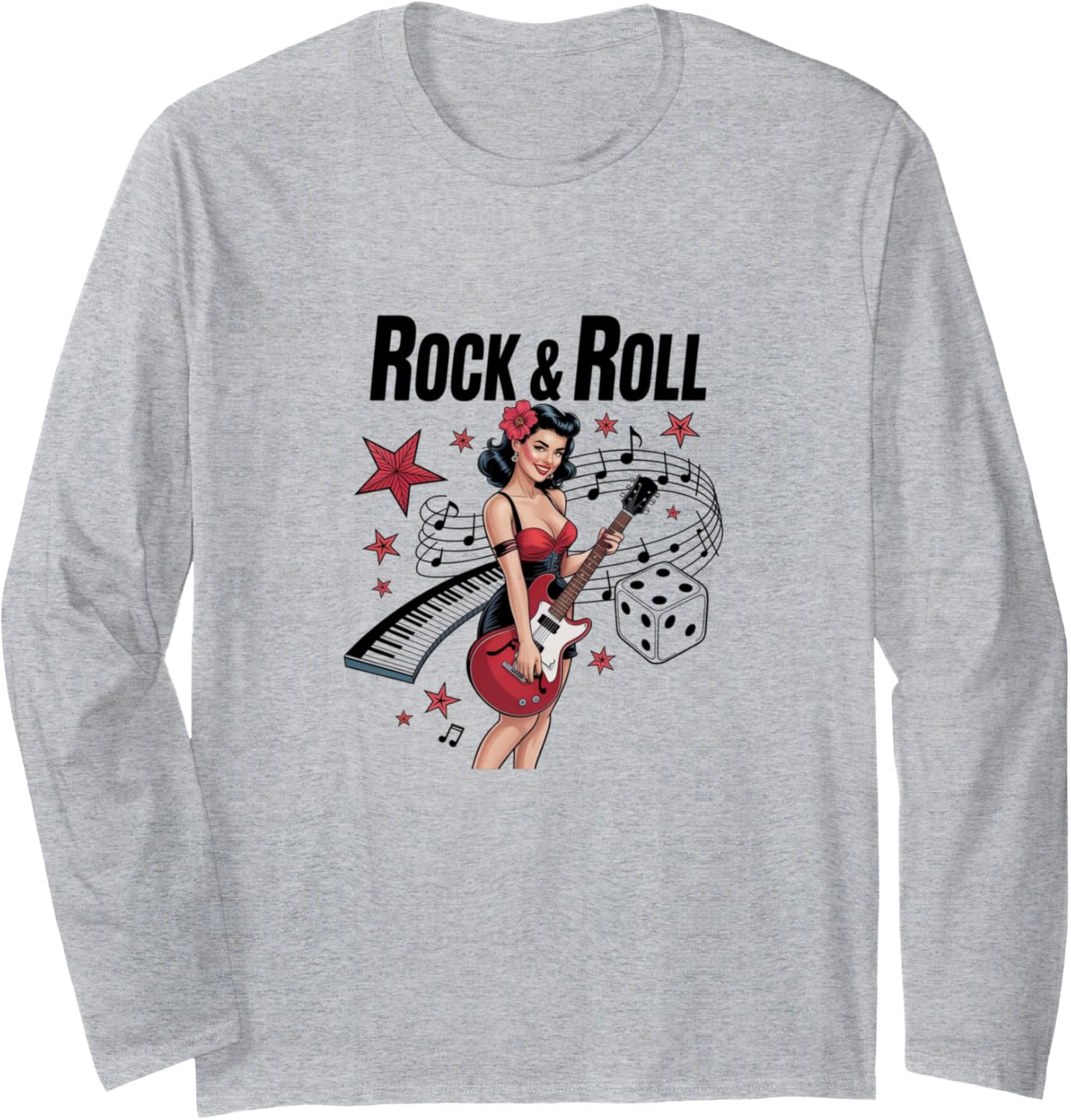 Rock & Roll Pin-Up - Guitar Girl Tee Long Sleeve