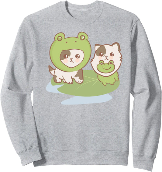 Cat Frog Costumes - Cute Kawaii Anime - Aesthetic Japanese Sweatshirt
