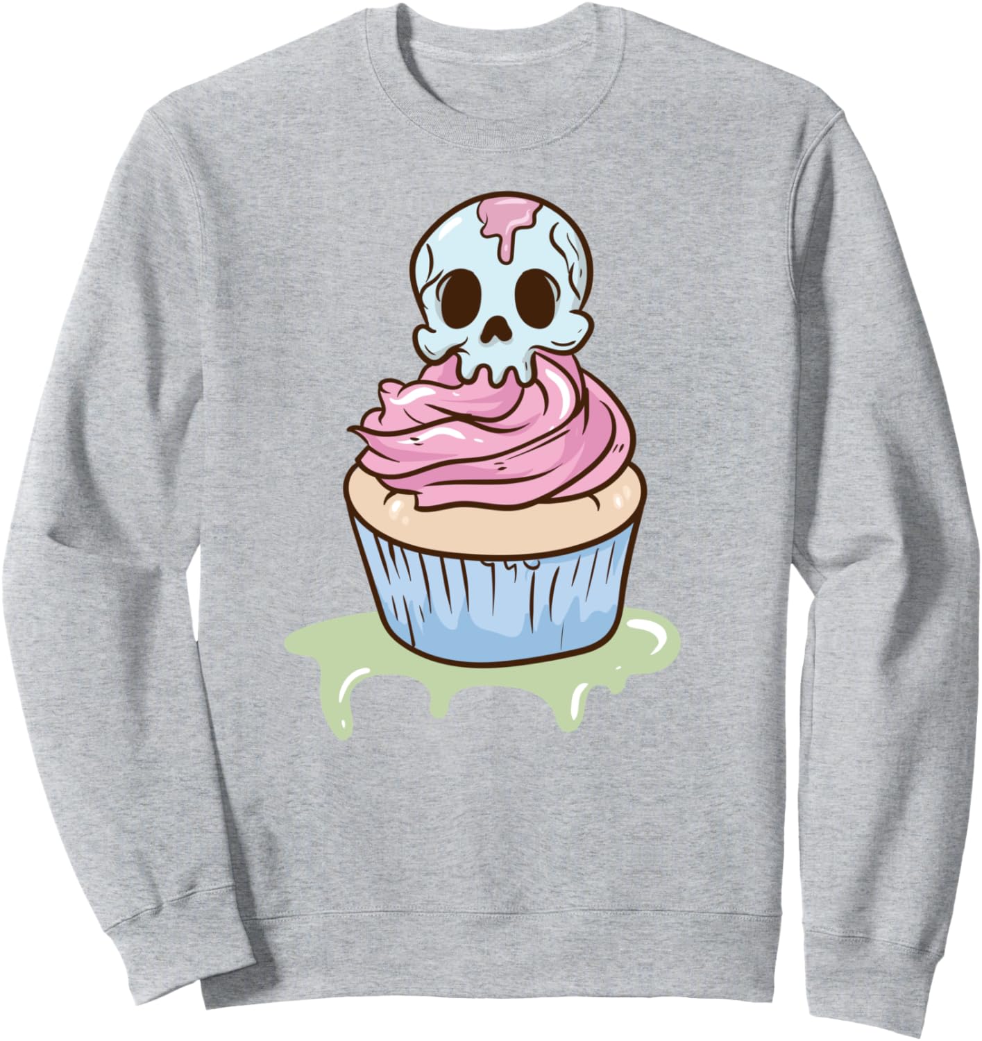 Spooky Skull Cupcake - Cute Pastel Goth Kawaii Anime Sweatshirt