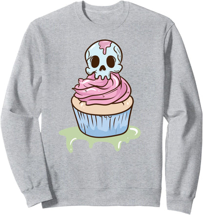 Spooky Skull Cupcake - Cute Pastel Goth Kawaii Anime Sweatshirt
