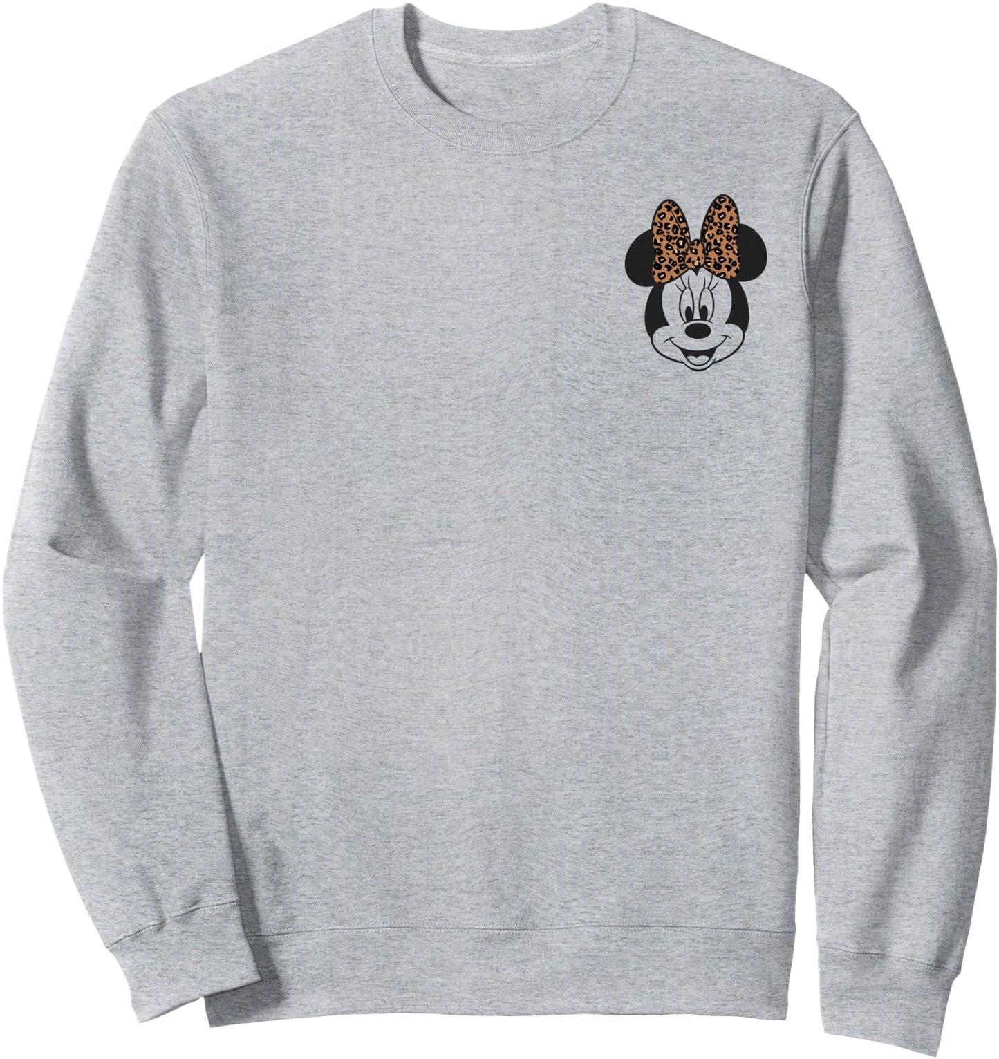 Disney Minnie Mouse Leppard Print Bow Minnie Pocket Logo Sweatshirt