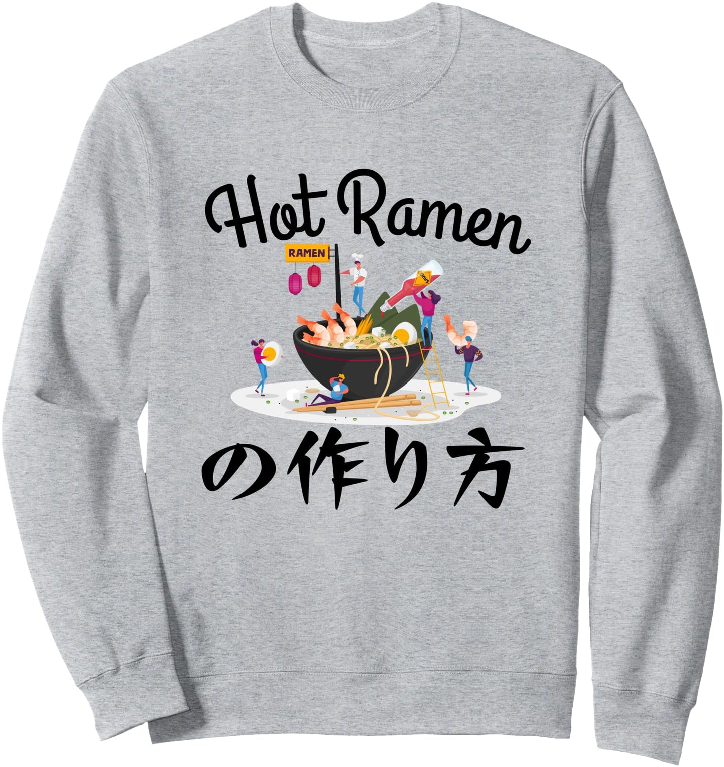 Funny Ramen How to make Hot Noodles - Kanji Japanese Writing Sweatshirt