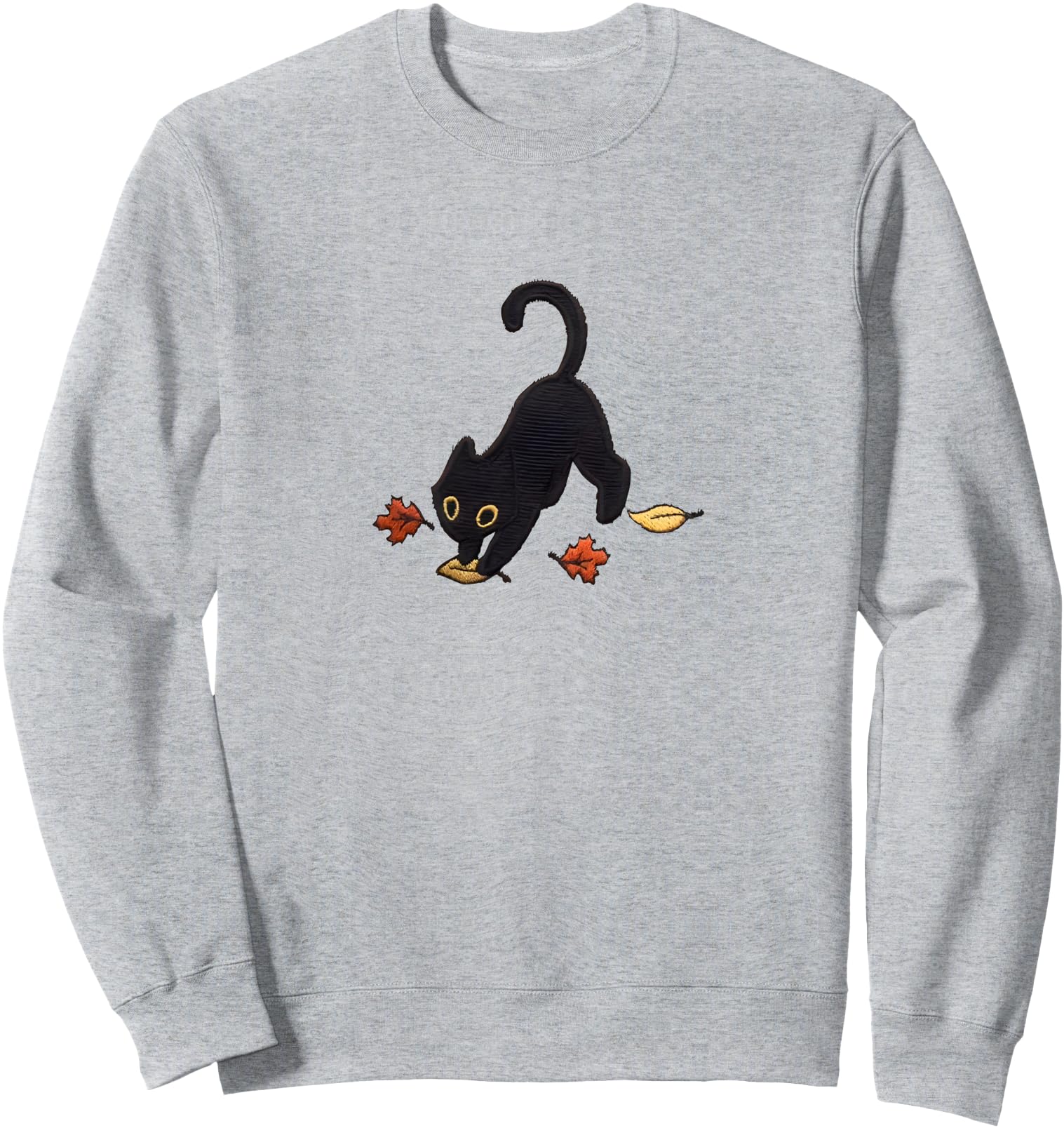 cute black cat pouncing leaves Sweatshirt