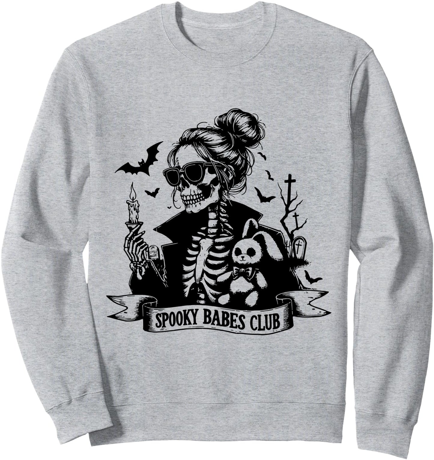 Spooky Babes Club , Snarky Funny Skeleton Halloween Sweatshirt