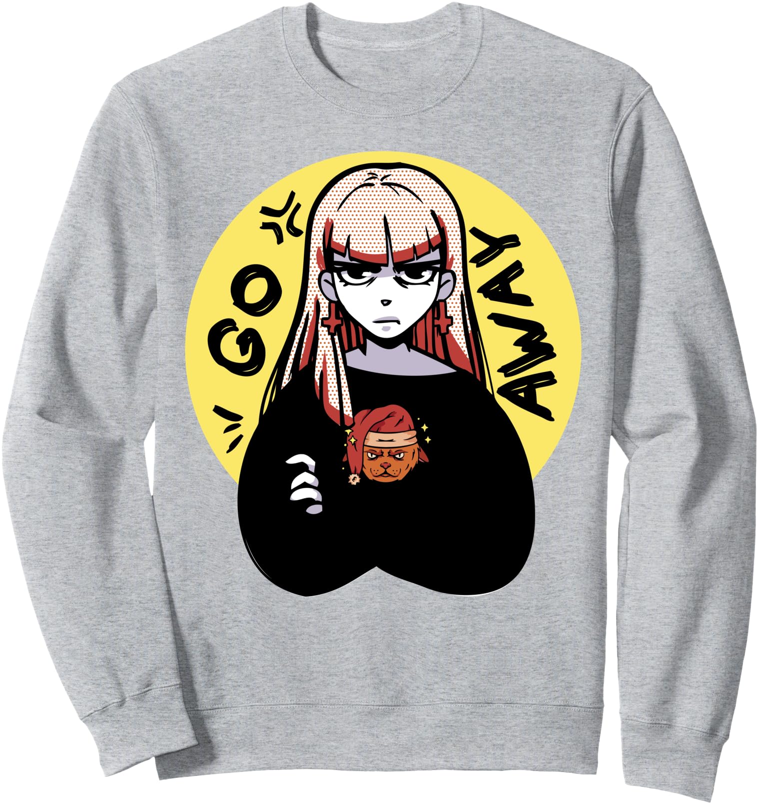Christmas Cat - Anime Angry Girl - Japanese Aesthetics Sweatshirt