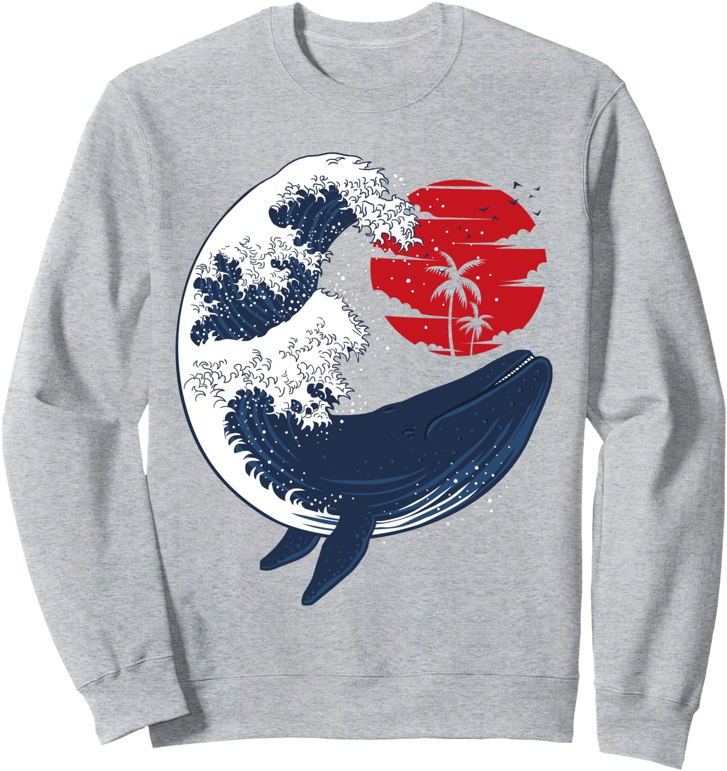 whale wave oriental japanese style Sweatshirt